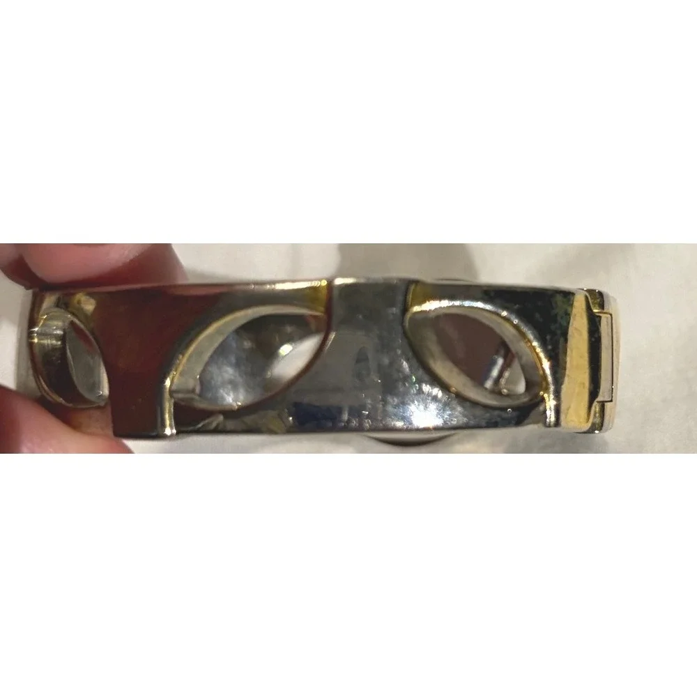 Women's Persona Two‎ Tone Silver Gold Tone Link Bracelet Watch Oval Face